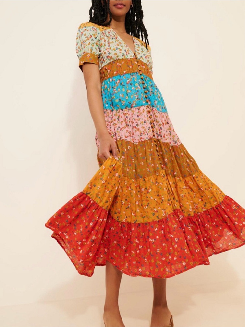 Anthropologies tiered and true maxi dress Sz XL - Picture 5 of 7